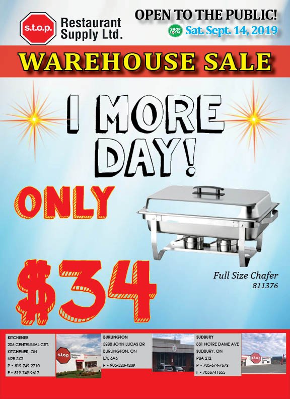 Banquet season is coming up and this deal is CRAZY!✅🎉🎈 s.t.o.p by any one of our locations TOMORROW for our Warehouse Sale and grab one of these bad boys!📅 The price will never be this low again!!🤩 ONE DAY ONLY PRICING!**
#Kitchener #Burlington #Sudbury #chafer