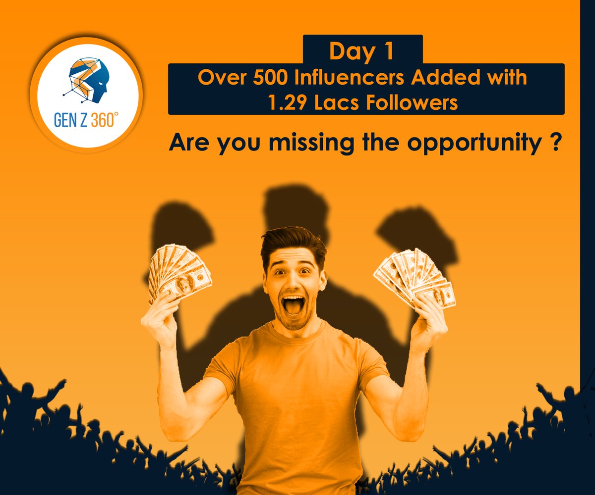 360Genz's tweet photo. We were overwhelmed with the response we got on Day 1 of our launch. Over 500 Influencers joined our portal with 1.29 lakh followers.

Thank you for supporting. 
Download App - https://t.co/xL3sbOQUrg

#studentingera #genz360 #influencers #nanoinfluencers #earnmoney  #earnonline https://t.co/ZXziXGGOKg