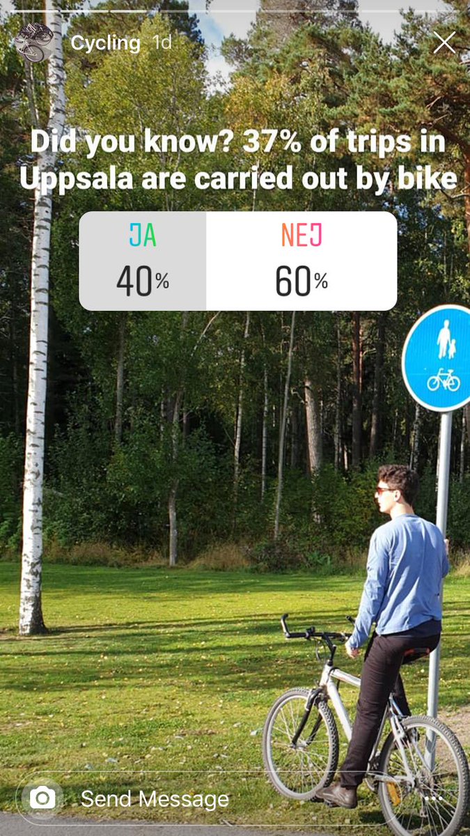 ec_slu's tweet image. How is it to #bike in Rosendal &amp;amp; @Uppsalakommun ?

#EnvComm MSc students answer the question #WhatIsEnvironmentalCommunication by testing Instragram stories as a tool for sparking #publicdebate on #cycling for #sustainable #cities  

Full instastory here
instagram.com/s/aGlnaGxpZ2h0…
