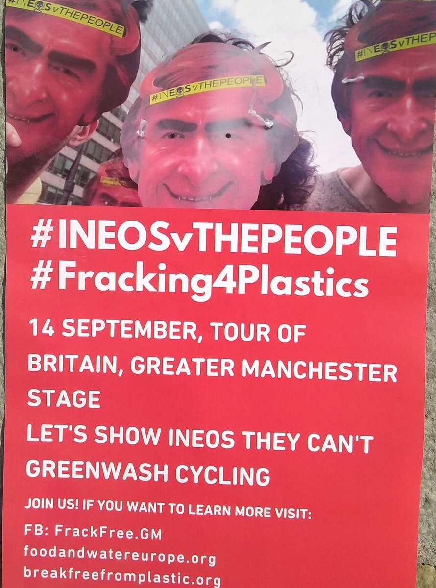 lilliasworld's tweet photo. We can't let them get away with the #greenwashing of #cycling .
I'll be protesting 2morro at end of the tour of Britain in MCR - join us! Look for the banners! 2pm Deansgate Sat 14th Sept
@FrackFreeManc @FoodWaterEurope
@XR_MCR
@XRMCRYOUTH
#ineosvthepeople
#frackingforplastics https://t.co/XWBhGmUMSn