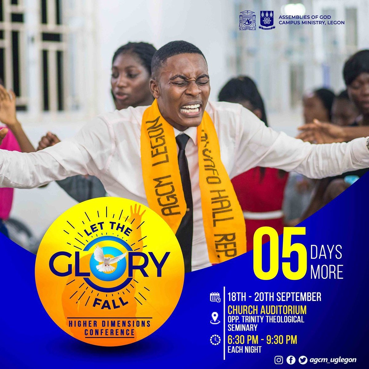 agcm_uglegon's tweet photo. 🚆🚆🚆🚆🚆🚆
THE GLORY TRAIN IS HERE
05 days to go... HIGHER DIMENSIONS CONFERENCE🔥
#HigherDimensionsConference
#LetTheGloryFall
#VisionX2
#Countdown
#5DaysMore
#AGCM_Legon
#impact #prayer #miracles #atmosphere #HolySpirit #evangelism
#TrendingNow #trendingnow#conference https://t.co/mTYD5gFEDW