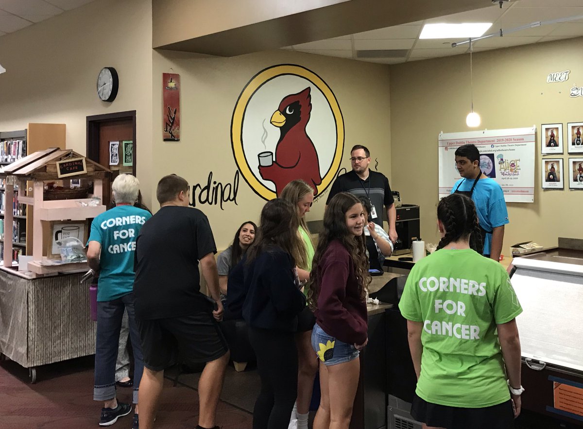 UDHSCardinals's tweet photo. At the end of the first full week of school, the Cardinal Cafe provided a great boost of energy and enthusiasm as it reopened for the 2019-20 school year.  A big thanks to all of the students and staff who make it such a success! #udsd https://t.co/Wp8eO3AWTI