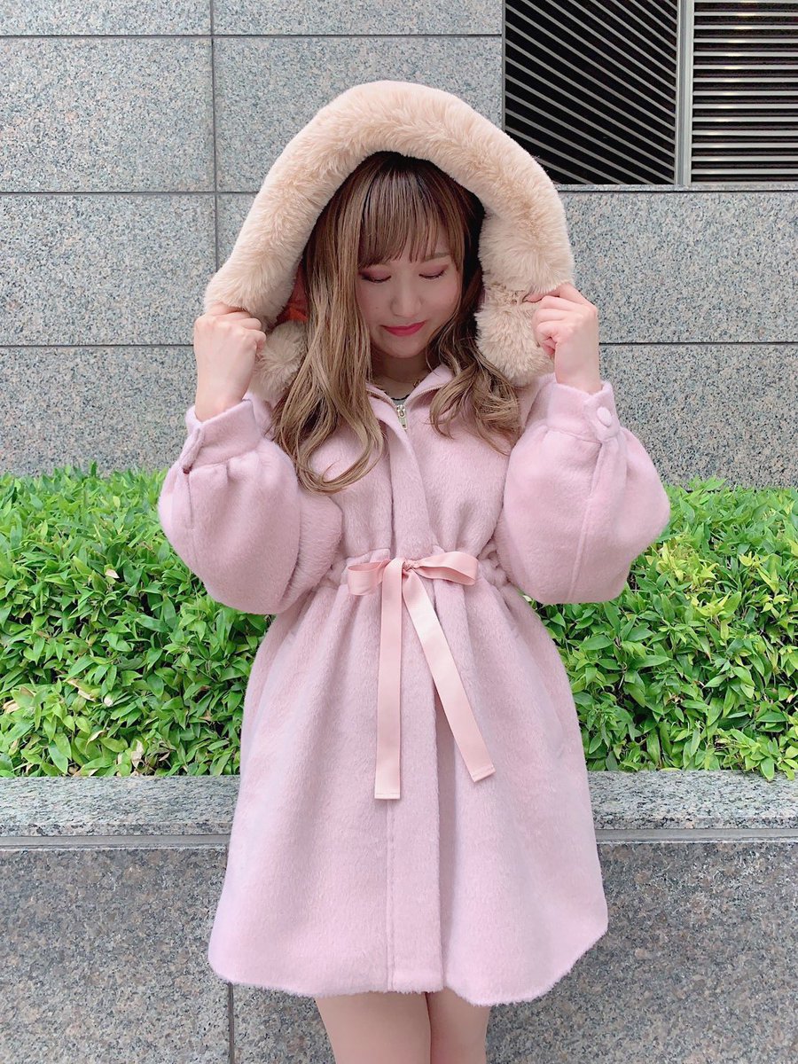 evelyn ショートファーカラーコート ピンク ショートダッフルコート