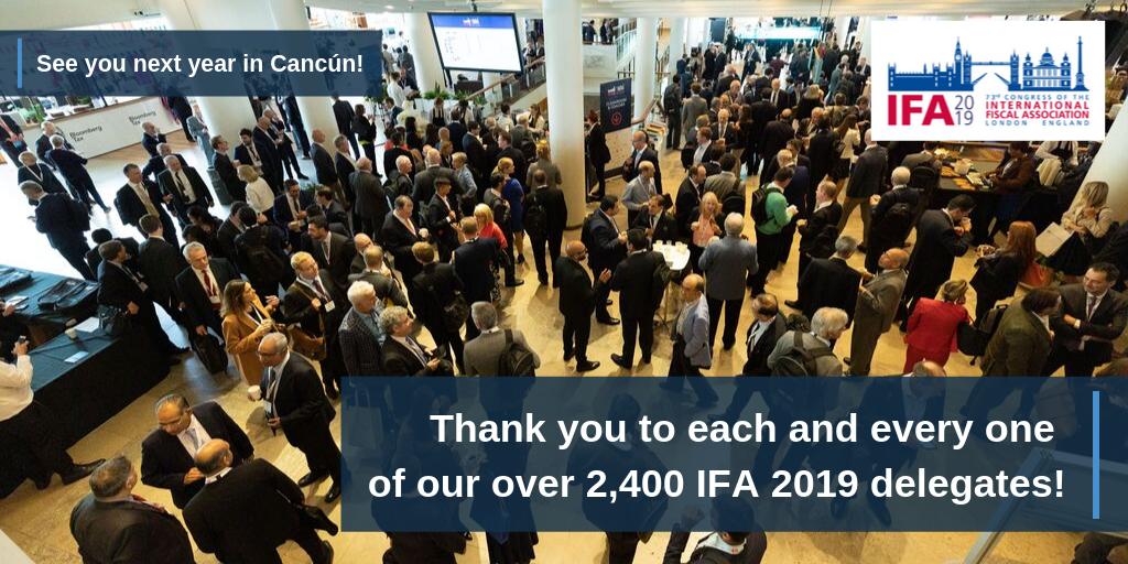 Thank you to each and every one of our over 2,400 delegates for making #IFA2019London one of the best IFA Congresses to date! We look forward to seeing you again next year in sunny Cancún, Mexico! @IFACancun2020