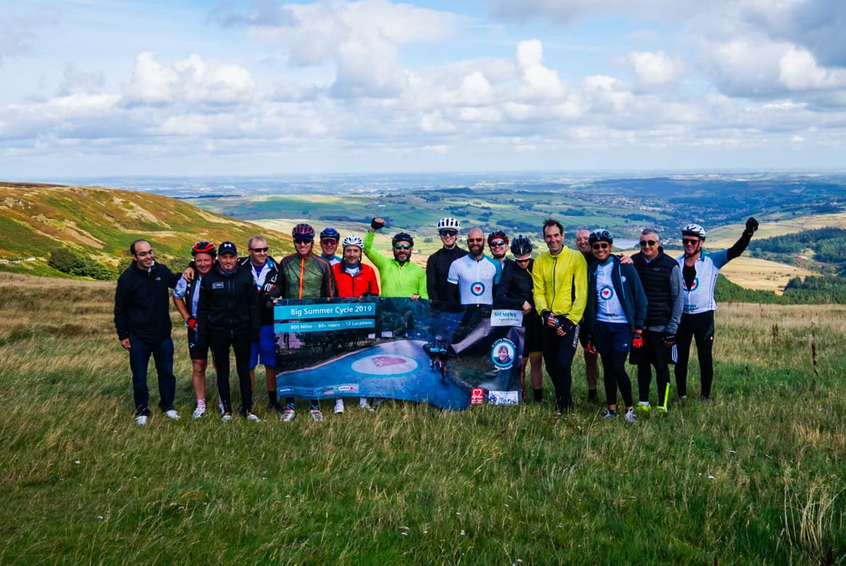 Bigsummercycle's tweet image. Our riders reached the top of Holmes Moss in he Peak District an hour ago. The last big hill of the ride (it was a very, very tough ride, but they all tackled it), but what spectacular views from the top! Now... onto Manchester we go! #bigsummercycle #bigsummercycle2019