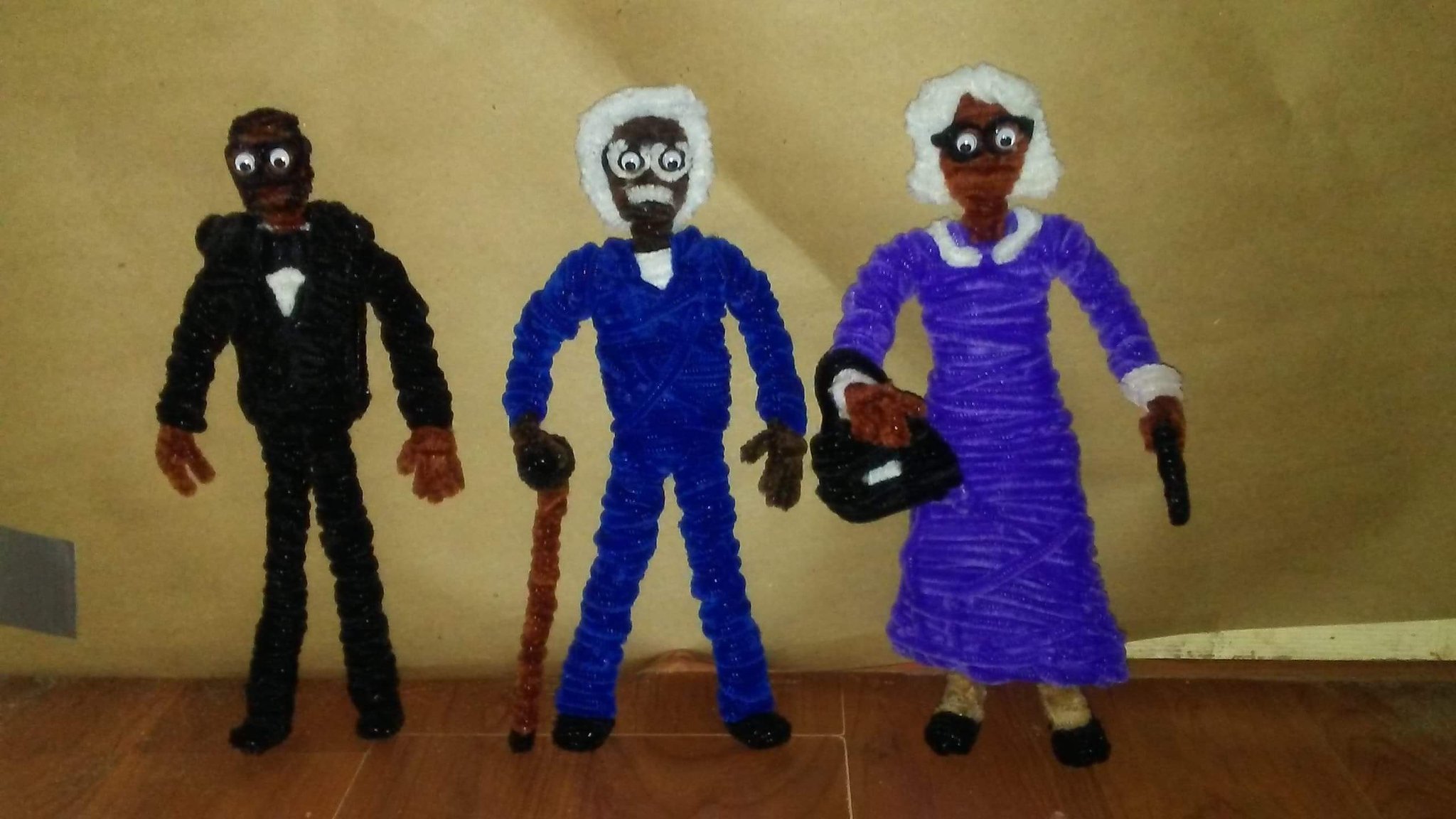 Happy 50th birthday to Tyler Perry!!!!! I made these chenille figures in honor of you. 