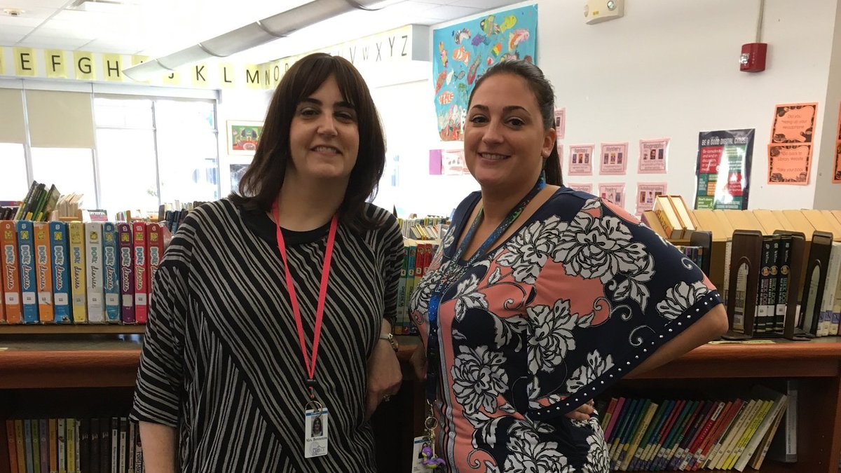 Mrs. Berenstein &amp; Ms. Trice welcoming <a href="/longridgeGCSD/">Longridge Elementary</a> students back for a wonderful year of library! Looking forward to continuing #longridgeourstory