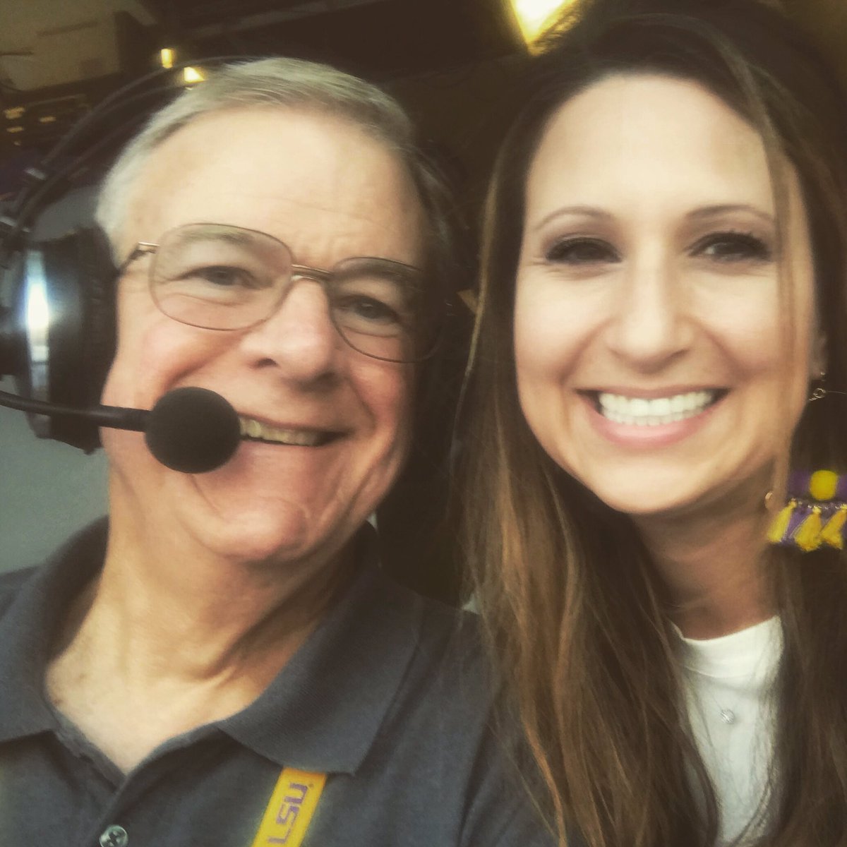 MelanieHebert's tweet photo. Tiger fans! Iโll be spotting for Voice of Death Valley Dan Borneโ again tomorrow night in Tiger Stadium! ๐๐@JordyCulotta @TBob53 heard your funny bit! Look forward to seeing Aron! #geauxtigers #deathvalley #chanceofrainnever #thelsufootballvoice #lsutigerstadium #lsufootball https://t.co/0bayPPJXR1