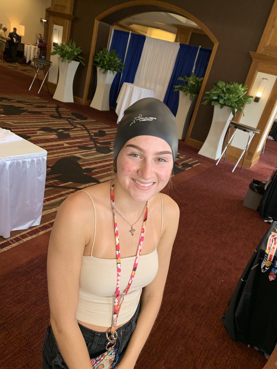 HammerHeadCaps's tweet image. More Athlete Representatives are celebrating #hammerheadswimcaps in St Louis at the US Aquatic Sports Convention! Single or double cap, they are rocking it! #lookinggoid #lookingfast 

Our new protective water polo cap is a great fit also!