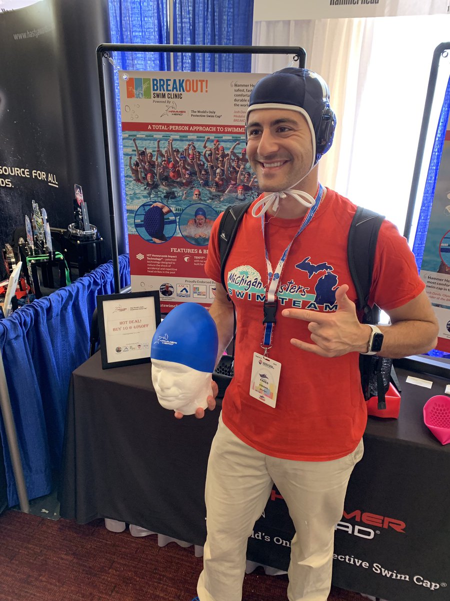 HammerHeadCaps's tweet image. More Athlete Representatives are celebrating #hammerheadswimcaps in St Louis at the US Aquatic Sports Convention! Single or double cap, they are rocking it! #lookinggoid #lookingfast 

Our new protective water polo cap is a great fit also!