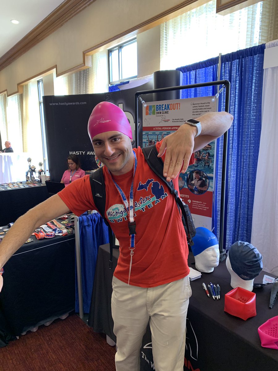 HammerHeadCaps's tweet image. More Athlete Representatives are celebrating #hammerheadswimcaps in St Louis at the US Aquatic Sports Convention! Single or double cap, they are rocking it! #lookinggoid #lookingfast 

Our new protective water polo cap is a great fit also!