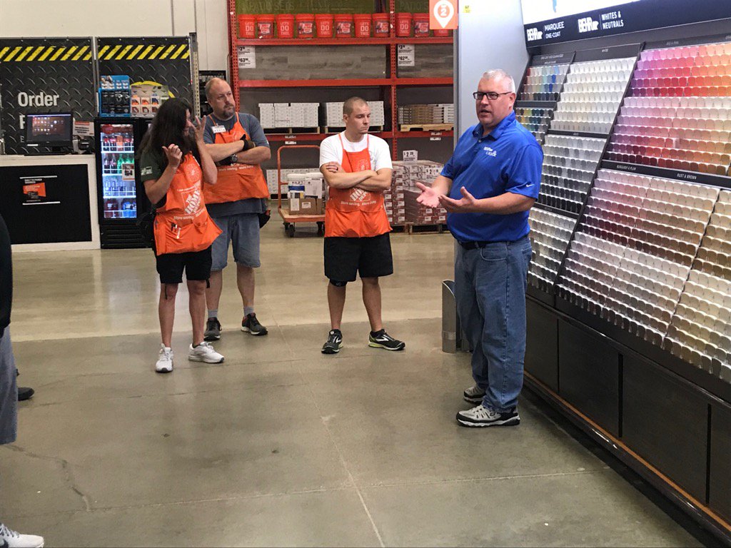 THD3846's tweet photo. Brian kicking off our morning meeting with a paint center PK!! https://t.co/DsQO07aPah