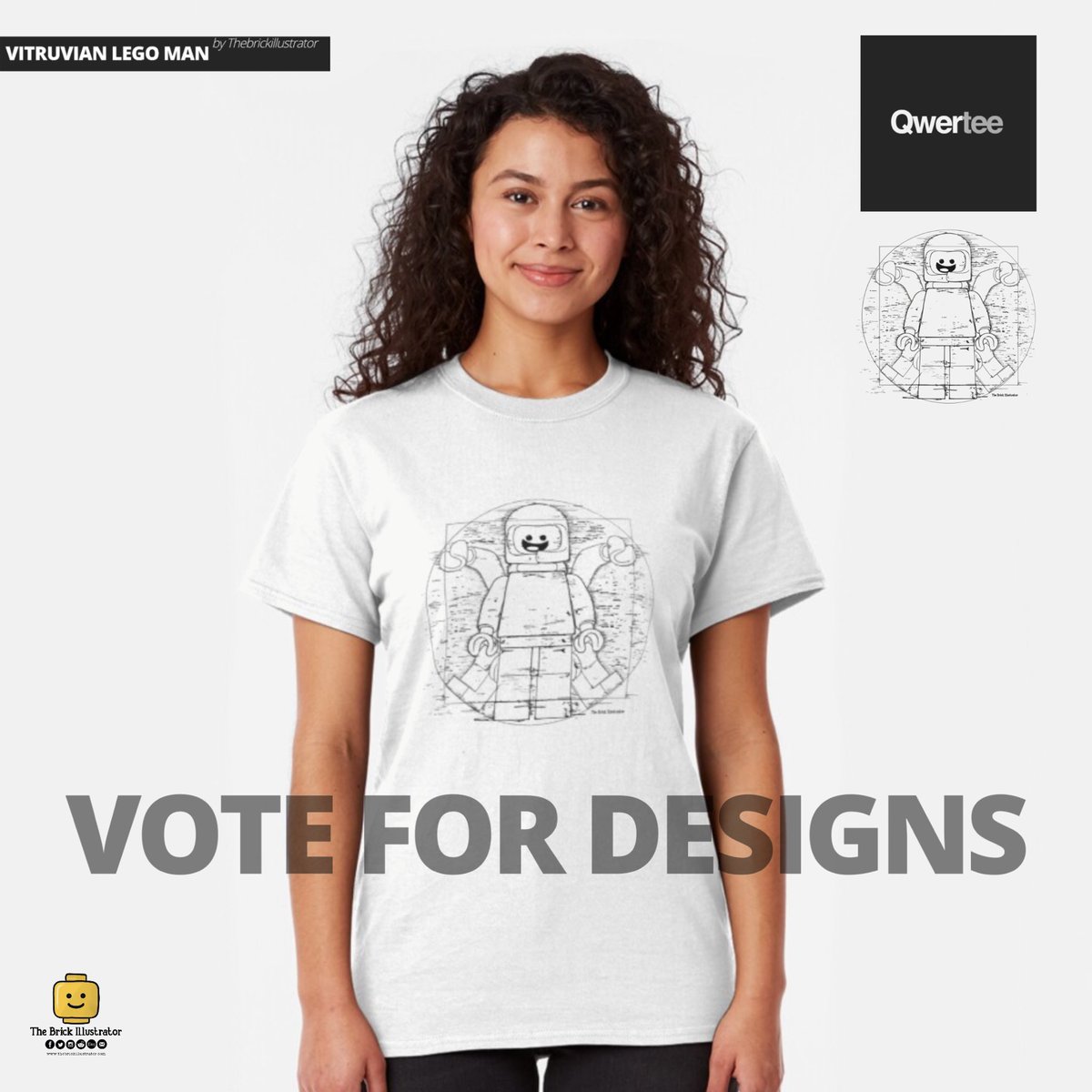 TheBrickIllust1's tweet photo. Hi guys exciting times, the Vitruvian Lego Man design was submitted to @qwertee and has made it to the voting stage. Head over to https://t.co/mbpLId1GFL and vote for my design to be turned into a featured t-shirt!!! #qwertee #voteformydesign #qwerteesubmission #vitruvianlegoman https://t.co/PhOVN5yLuH