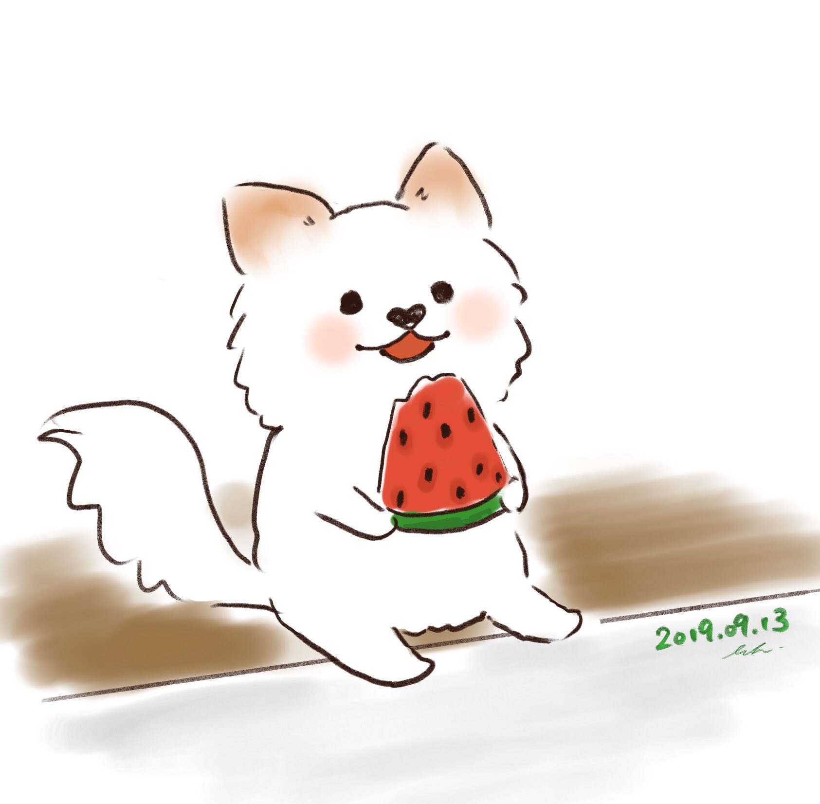 春川まい Harukawa Mai A Twitter 今日はなかなか涼しかった もう スイカの美味しい季節はバイバイかな イラスト 創作 オリキャラ オリジナルキャラクター 動物イラスト Illustration スイカ 夏の終わり T Co 8uqkixbrim Twitter