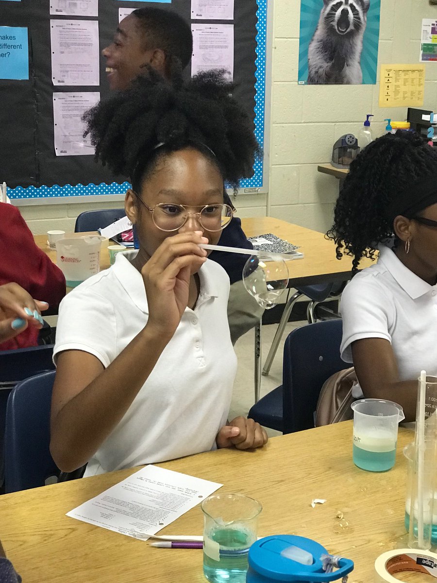 Students are exploring the Scientific Method on Forgetive Friday by testing how sugar affects a bubble solution. #NCSSBETHEBEST #NCTSPride
