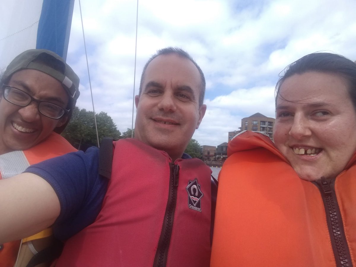 BedeActivities's tweet photo. Bede having fun sailing on Greenland dock this summer with @Tideway_Sail1 #nationalparkscityfestival #disabilities #sailing @bedehouse https://t.co/UIqBw8ntI5