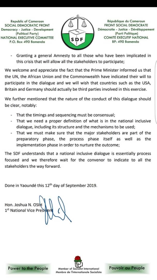 Vy_mbanwie's tweet photo. Strong STANCE by the #SDF regarding #PaulBiya's National Dialogue. However, the dialogue Must be based on #UN revolution 1608 with a #ThirdPartyMediator otherwise we'll vehemently REJECT it. #FreeSouthernCameroons #TwoPeopleTwoNations
@UN @antonioguterres https://t.co/cism7zgFp0