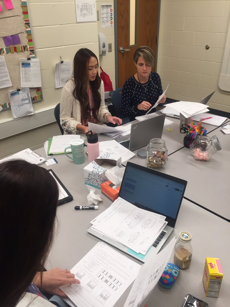 melissa_mcdonal's tweet photo. 4th grade teachers @ShoemakerGI are diving into math data during their PLC time. #GIPS2020vision #committed https://t.co/xyA00LCjuy