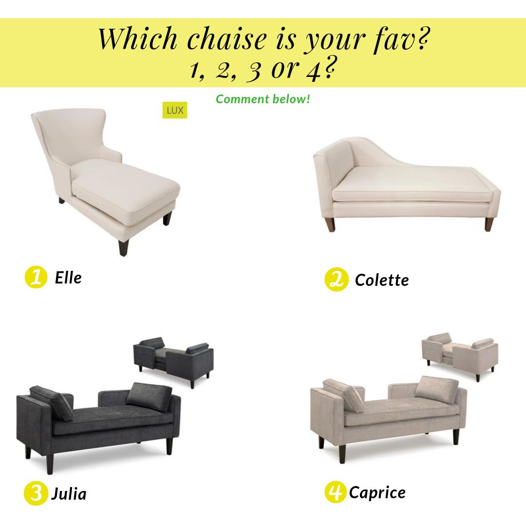 Which chaise do you prefer? 1, 2, 3, or 4? Comment below #HappyFriday #thinking #Fridayfa #fridayfavourite #luxfurniturerentals #rentwithlux #homestaging #realestate #stagingsells #gtarealtors #gtahomestagers #homedesign #staginginspiration #helloweekend #chaisevibes #friyay