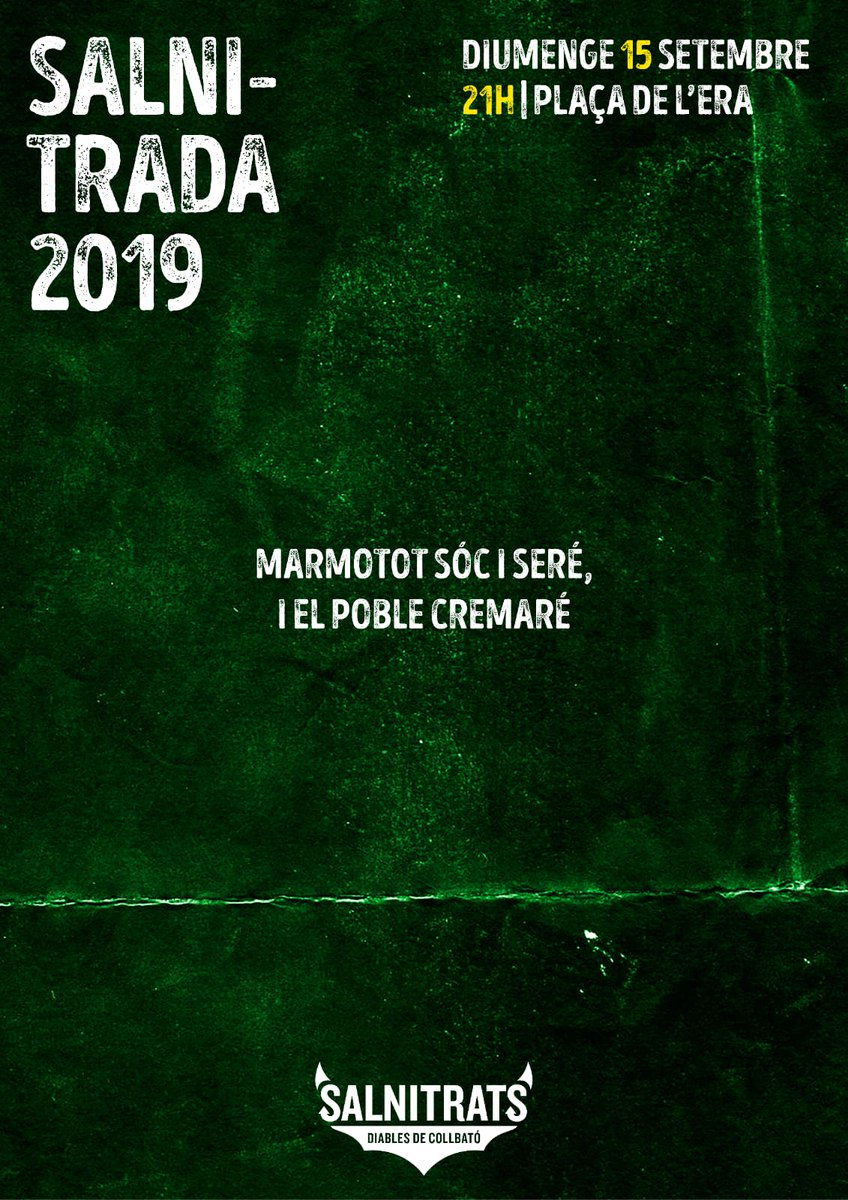 Eiiiii... Ja sabeu que el Marmotot està actiu aquests dies, oi?? O bé l'avís del Pastor serà bo aquest cop? Va, veniu a Collbató i ho sabreu. Dissabte el 'Seguici' (correbars) i diumenge, Salnitrada. Foc i Salut!! #FMCollbató19 #Collbató