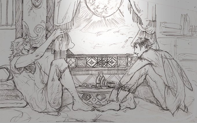 間に合わなかった月見絵。今月中にはカラーになる。
#othelno 