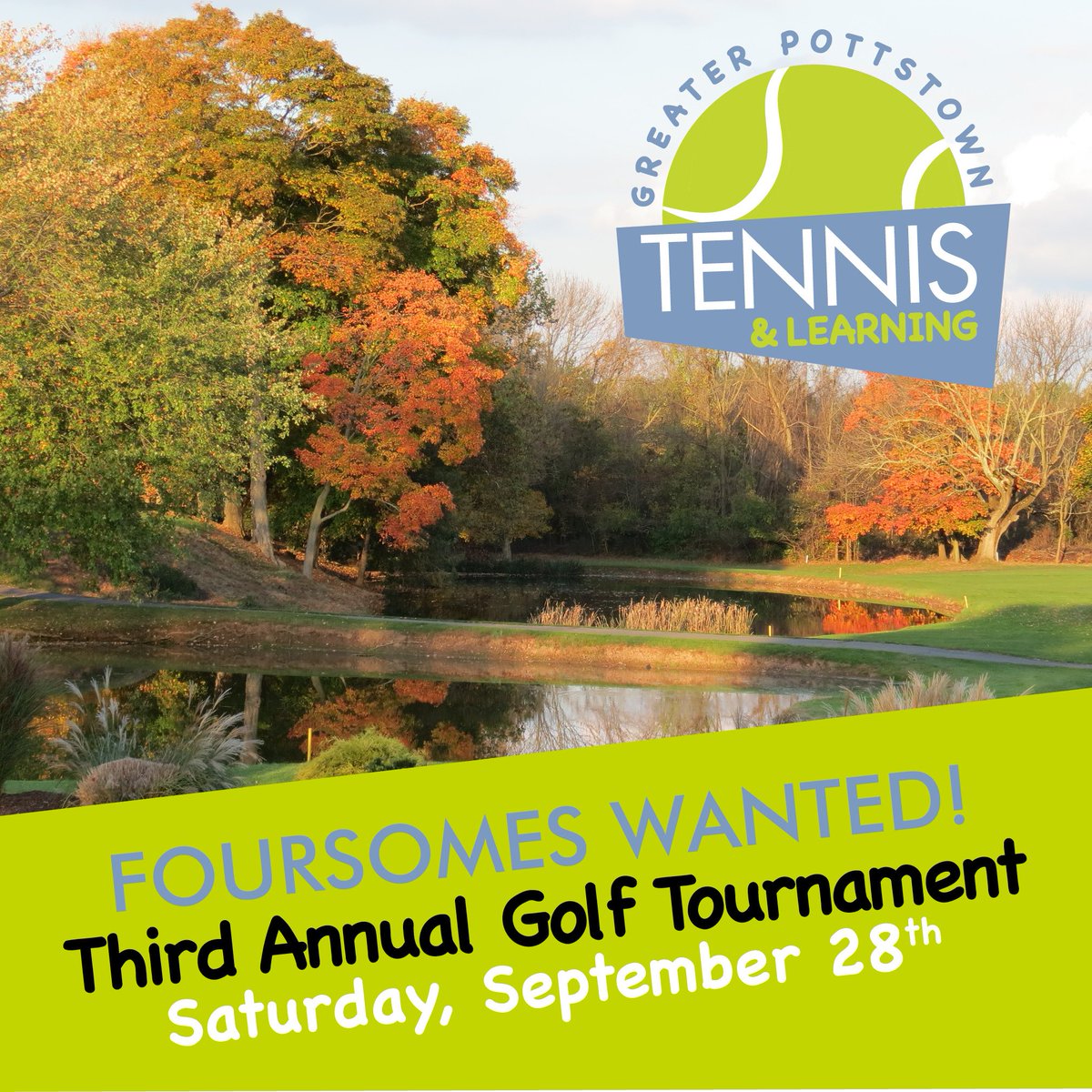 Have you signed up your foursome for the Annual Golf Tournament yet?  

Find more information at greaterpottstowntennis.org/golf-tournamen…