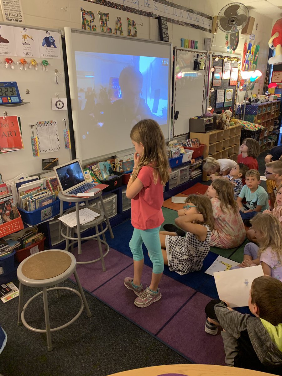 capper2teach's tweet image. Thanks @BuzzBurman for Skyping with us and sharing how you create your art for the @nightzookeeper books. Amazing experience for all students!