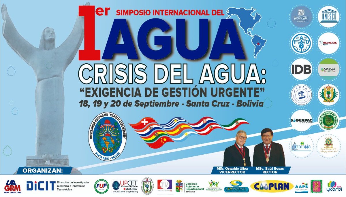 HelvetasBolivia's tweet photo. Invitamos al 1er Simposio Internacional del Agua.El objetivo es promover el análisis sobre la gestión del recurso hídrico desde el intercambio de experiencias y aprendizajes @AmbienteyAgua @GobSantaCruz @2016Aaps @el_BID @FAOBolivia @UNESCO_es https://t.co/O9LYJmIYBR