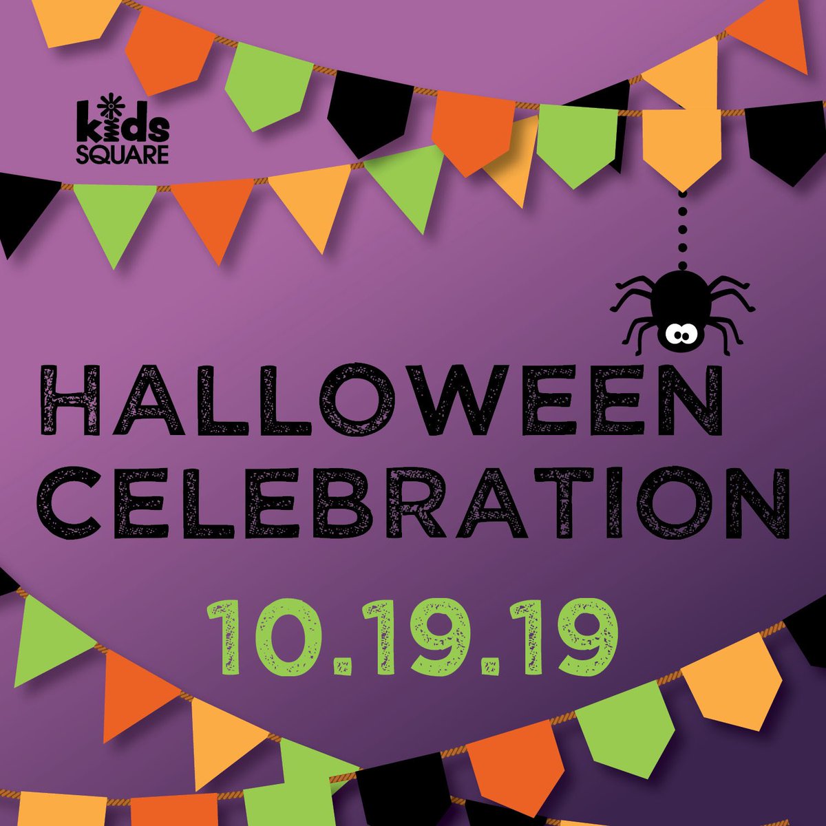 Pumpkins, Scarecrows, spiders and more,who will show at Kids Square’s door? Halloween’s a spooky sensation,
come join our party and celebration!
Please dress the part, not spooky but sweet, and we’ll gladly serve up tricks and treats!  More info here: kidssquare.org/events/