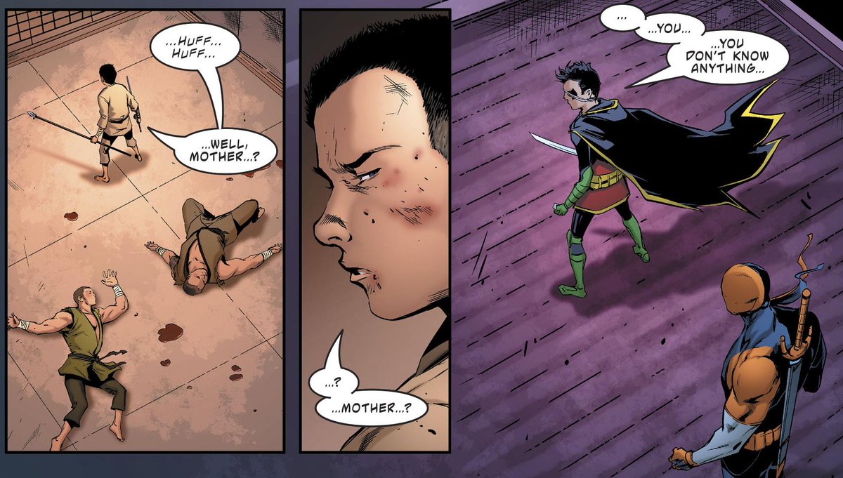 Deathstroke tells Damian p much the same thing as Walt: Damian's not actually mad at Deathstroke. He's mad at Talia.
