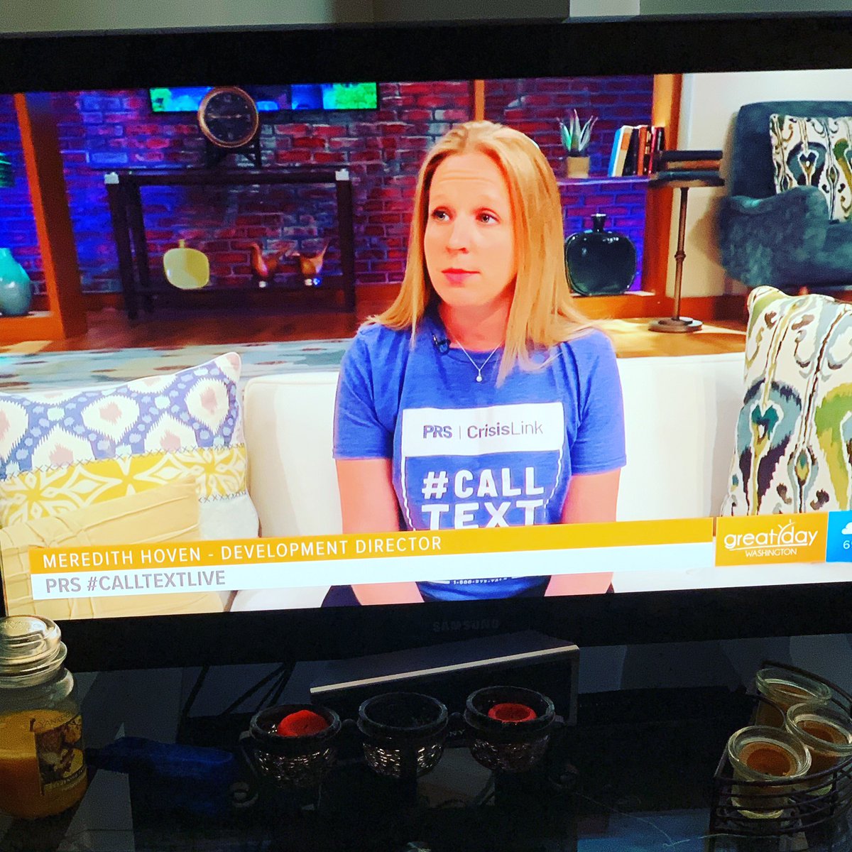 AmandaAndere's tweet photo. My best friend talking about shifting the conversation to those who have survived because they reach out to get help on @greatdaywash #CallTextLive #SuicidePrevention I’m so proud of you. I’m so honored to support @PRSincorporated https://t.co/i9Ee2z2Vw3 https://t.co/0vq25qtSfc