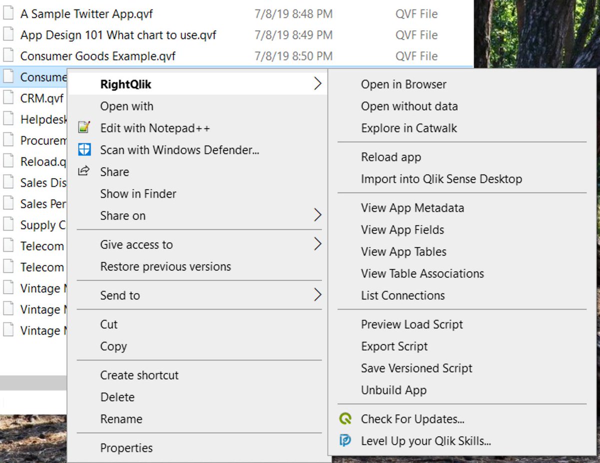 Shout out, to the new RightQlik 2.0 built by <a href="/GarciaMMiguel/">Miguel Ángel García</a>. #rightqlik is a free utility  for adding a context menu in Windows Explorer that provides easy access to common operations on #QlikView (QVW) files. 

Awesome work Miguel! 

Read more here. 
buff.ly/2LuYzZC