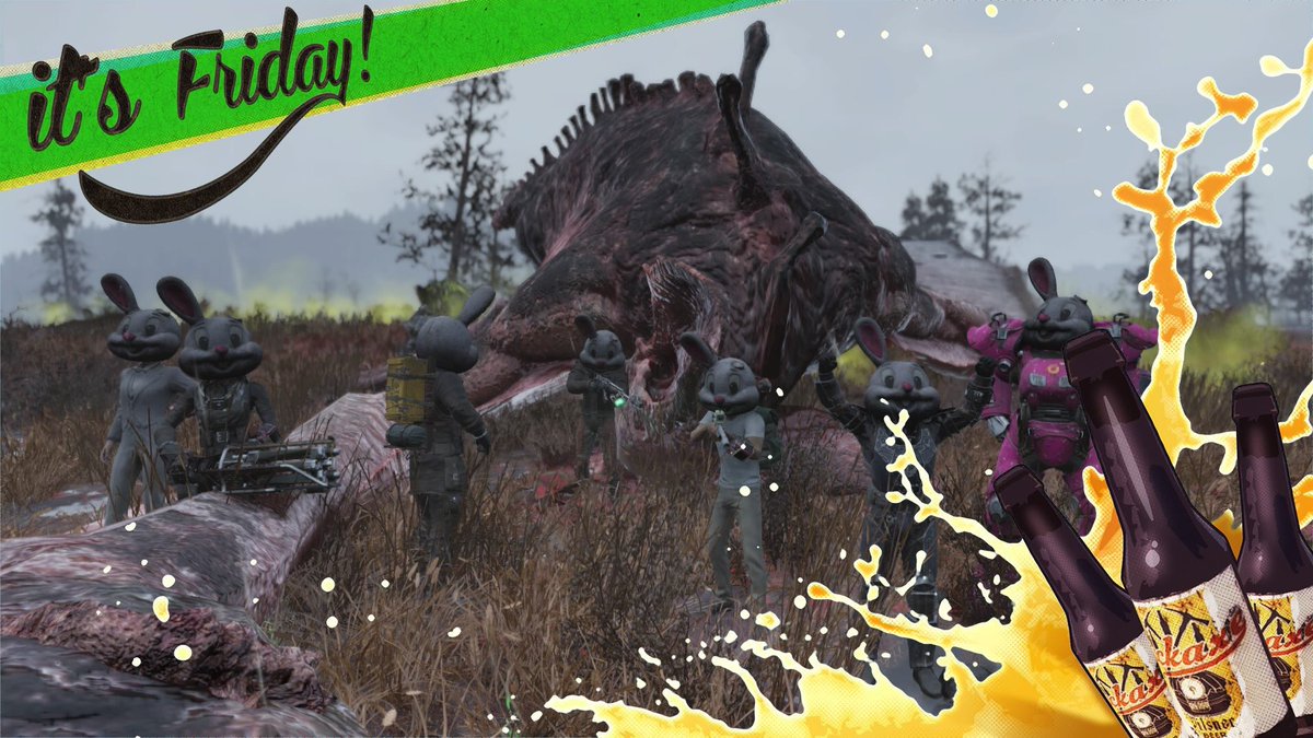 wasteland_dude's tweet photo. It’s #FridayNightFallout and the @TheBunnyhood is ready to do our part &amp; help #CleanAppalachia and clear the skies of some Scorchbeats! LETS GOOO! #Fallout76 #Fallout @Fallout @BethesdaStudios https://t.co/qCPGYKQ8lg