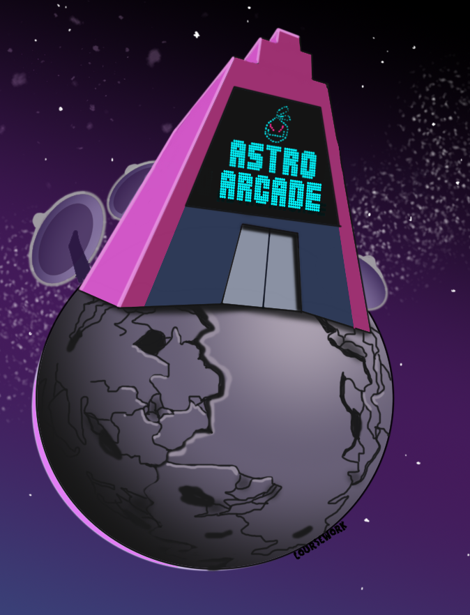 Coursewrk's tweet photo. @Neopets Located orbiting Kreludor, the Astro Arcade is the one-stop-shop for all your gaming supplies, just don't pay too much attention to the Sloth security guards around the arcade... It's definitely not a front for something nefarious... #MyNeoShop #NeoCreation19 https://t.co/aEqhzw3pEr