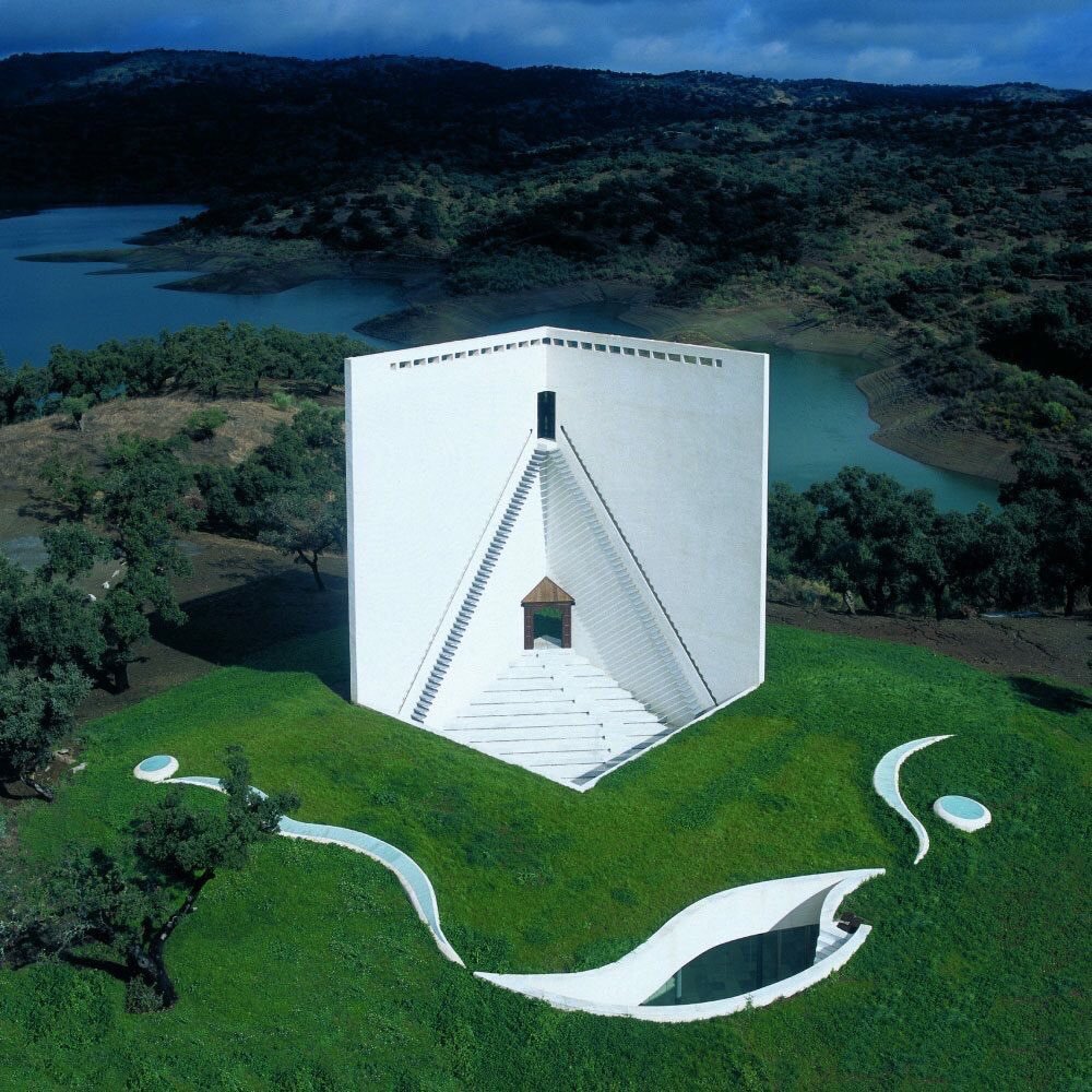 Casa de Retiro Espiritual, Cordoba, Spain. Designed in '75, built 2000, By Argentine Emilio Ambasz, a great thinker, curator, and poet-architect-Images  http://curatorialproject.com 