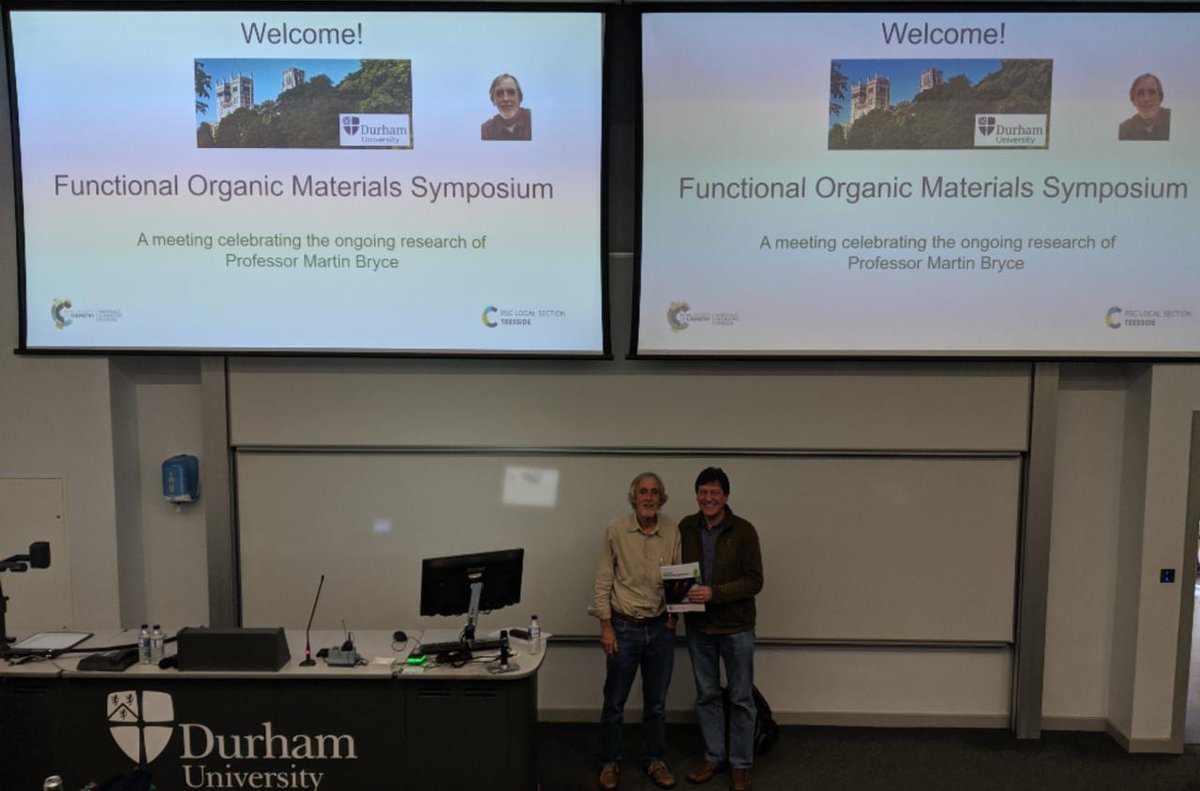 Durham Chemistry (@durhamchemistry) on Twitter photo Prof Martin Bryce is presented with a printed edition of the special issue of <a href="/RoySocChem/">Royal Society of Chemistry</a> <a href="/JMaterChem/">J. Mater. Chem. family</a> C by @SkabaraP at the end of the Functional Organic Materials Symposium #FOMSMRB Prof Martin Bryce is presented with a printed edition of the special issue of <a href="/RoySocChem/">Royal Society of Chemistry</a> <a href="/JMaterChem/">J. Mater. Chem. family</a> C by @SkabaraP at the end of the Functional Organic Materials Symposium #FOMSMRB