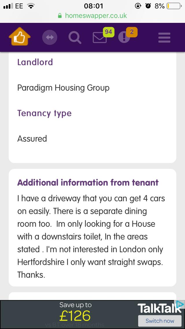 ParadigmTenant's tweet image. Three months after I left the #ParadigmHousing house, it&apos;s up for exchange again. Am I surprised? No. Do I feel awful about it? Yes. #SocialHousing #UKhousing