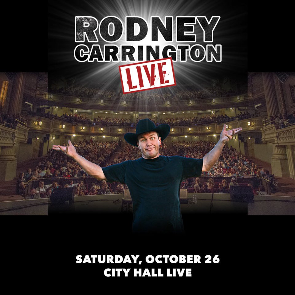 CityHallLive's tweet photo. ON SALE! Grab your tickets now to see Rodney Carrington (@laughtersgood) LIVE Saturday, October 26th at City Hall Live- https://t.co/V5Sf2kT1Vt

Presented by @emporiumlive https://t.co/X3mxzO7Cw5