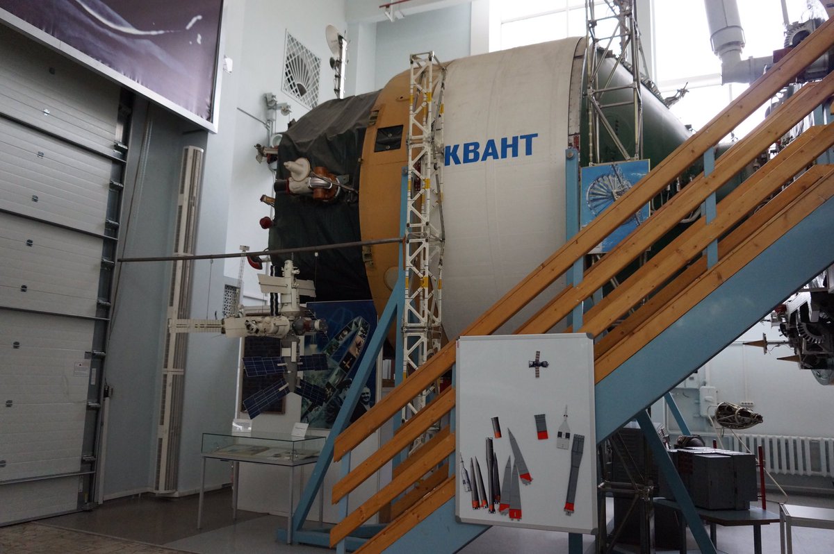 The next step is the engineering mock-up of the Core Module of  #Mir Space Station docked with  #Kvant1 module. It is open for visitors, and many of its systems are operational. This mock-up was used to help the cosmonauts by reproducing on Earth the difficulties they faced.
