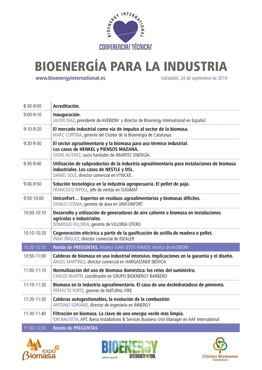 Bioenergy_SPAIN's tweet image. "Biomasa en la industria agroalimentaria. El caso de una deshidratadora de pimiento" por
PERFECTO FORTE, gerente de #NaturalFire.
Estará en la jornada #bioenergia_para_INDUSTRIA
bit.ly/agendaCTBIE19
VLL, 24-09-19
Inscripción gratuita para profesionales @EXPOBIOMASA