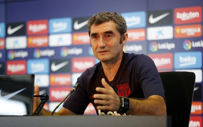 Ernesto Valverde, en sala de prensa.