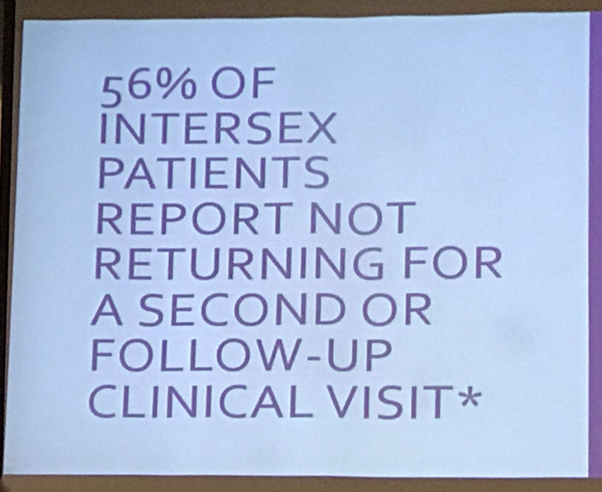 scottnassmd's tweet photo. Using inclusive language, depathologizing #intersex identity, and practicing trauma-informed care can help promote trust and retain patients in care. @a_signs717 of @interACT_adv at #GLMA2019 https://t.co/6PporaSXpN