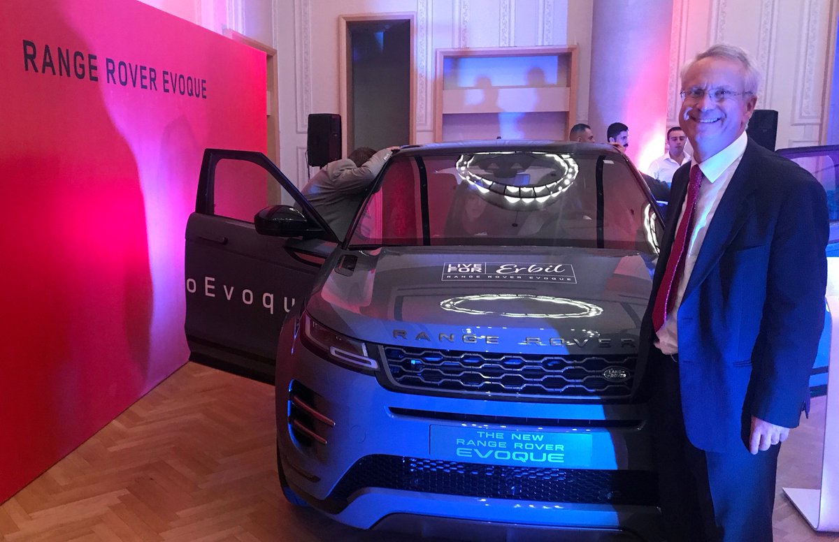 UKThornton's tweet photo. Delighted to take part in the Erbil launch of the latest #JaguarLandRover Range Rover Evoque - a fantastic car, which I would love to own!  #HelloEvoque  @JLR_News https://t.co/iibX6QTxdF