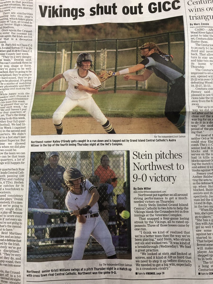 GINWSoftball's tweet photo. Great team win last night to cap of an intense week! Northwest beats GICC 9-0 in varsity and 17-0 in JV last night!

JV in action again this weekend at the Vets complex.

Varsity with a well deserved weekend off and back at it on Tuesday vs Aurora. https://t.co/tIjygGGBla