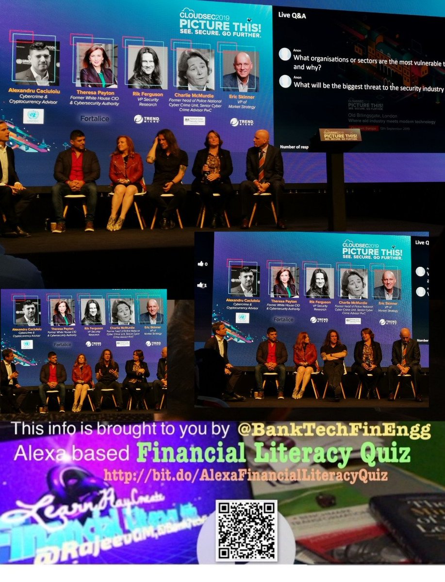BankTechFinEngg's tweet photo. #CloudSec panel from
@UNODC
@FortaliceLLC
@TrendMicro
@NCSC
#Cloudsec2019 #See #Secure #GoFurther #CyberSecurity #AI #ML #MachineLearning #CyberAttack #ransomeware https://t.co/TQoefEQdU6