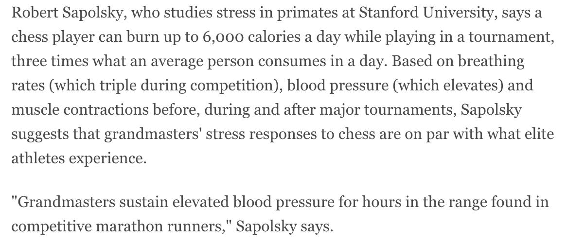 Chess players are burning SO MANY CALORIES because of stress