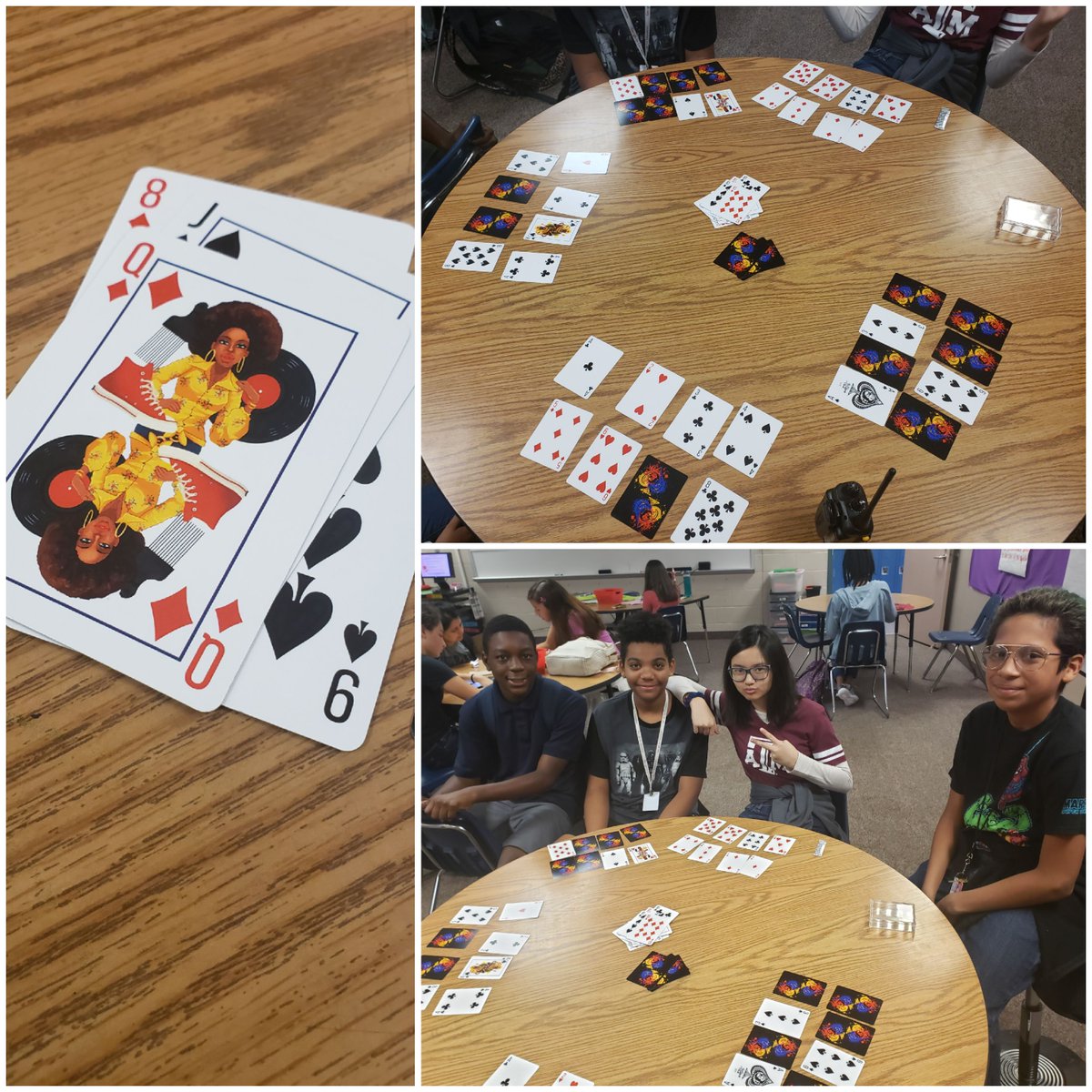 a_FORD_edu's tweet photo. Face-to-face Friday at BBMS!!! Teaching students a new card game. BEST. HOMEroom. Ever. #GameofTrash #BBMSandBeyond #SomethingToLookForwardTo #RelevantInEveryWay #NoTech #EveryKidEveryDay #MySpecialDeck #Fordism #IWasNotOutcasted #LeadWithLove #FollowUs #EachOneTeachOne #NewGame https://t.co/J0wfIiYX3U