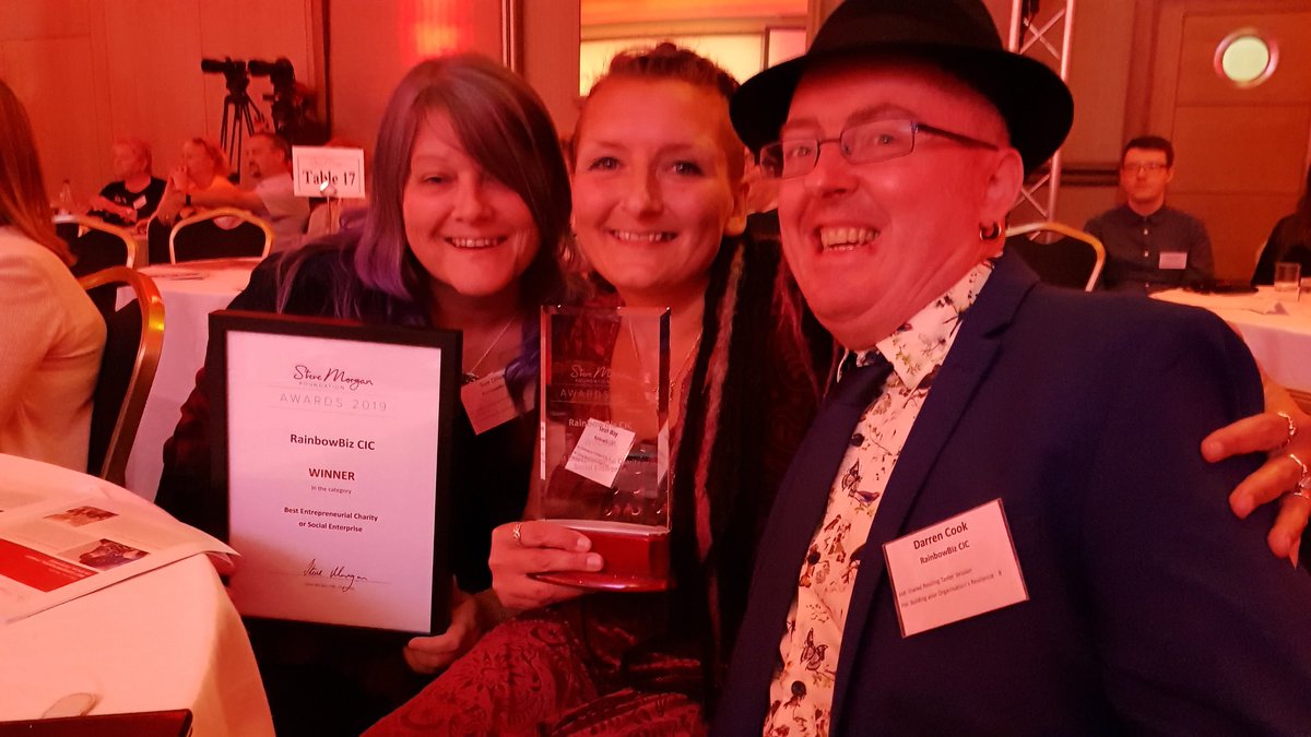 RainbowBizUK's tweet image. RainbowBiz CIC have just been presented as the winner of the prestigious @stevemorganfdn Awards! "Best Entrepreneurial Charity or Social Enterprise"
We are lost for words and incredibly humbled! #RainbowBiz