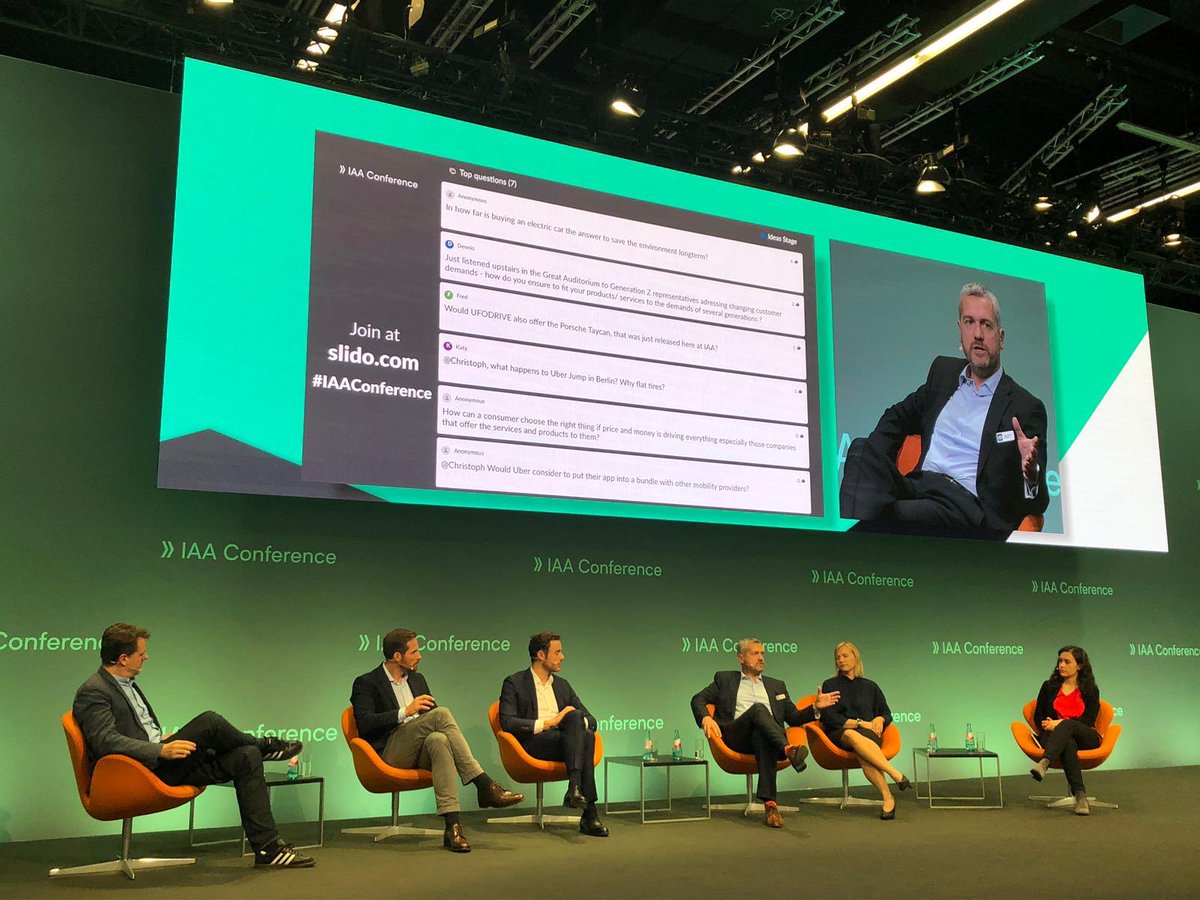 Our CEO <a href="/AidanMcClean/">Aidan McClean</a> on stage at @IAAmesse with Stephan <a href="/Doener/">Stephan Dörner</a>, @Saarare, @DimitriVergne and others: What Customers want? #IAAfrankfurt #IAA19 #eMobility