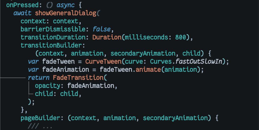 FlutterDev's tweet image. ☀️Let&apos;s start the day right with #FlutterFriday!

Looking to animate a Dialog? Use showGeneralDialog() instead of showDialog(). Then define the transitionDuration and implement transitionsBuilder().

Learn more here → goo.gle/2LvL8IJ